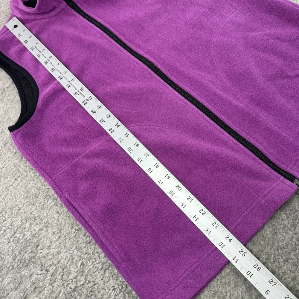 VTG LL Bean Factory Store Women Purple Fleece Vest Full Zip Mock Neck Medium USA